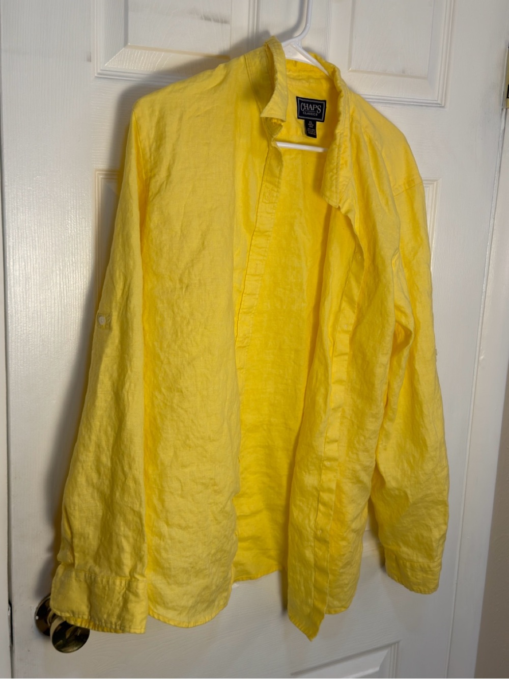 Chaps Women’s Yellow Linen Button-Up Shirt XL